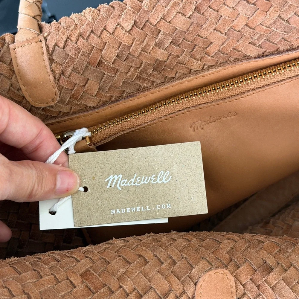 Madewell Tan Woven Leather Tote Bag - Picture 2 of 6